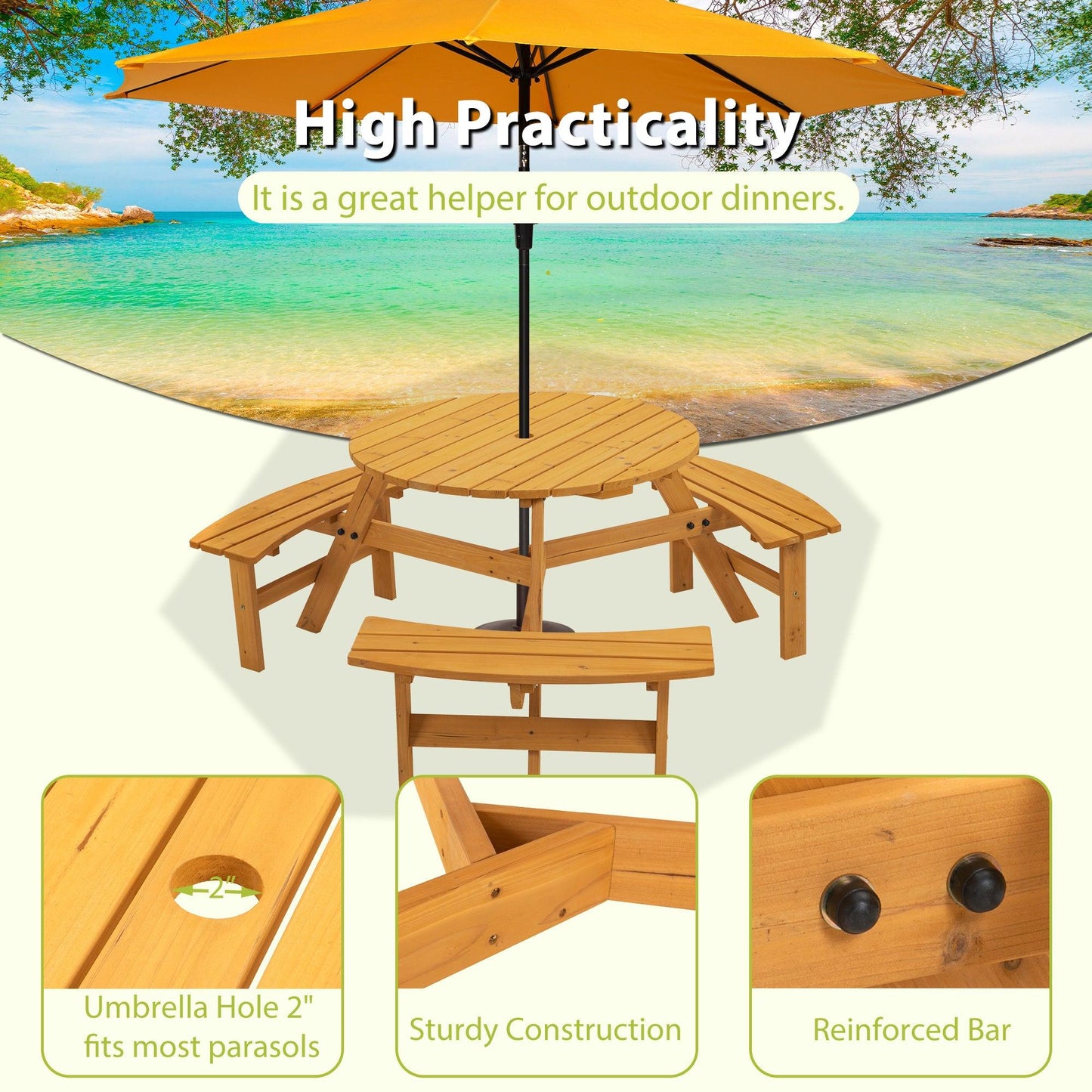 Wooden Picnic Table - Miami beauty1