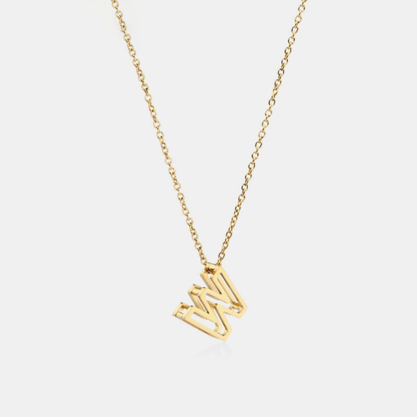 Stainless Steel Letter Pendant Necklace - Miami beauty1