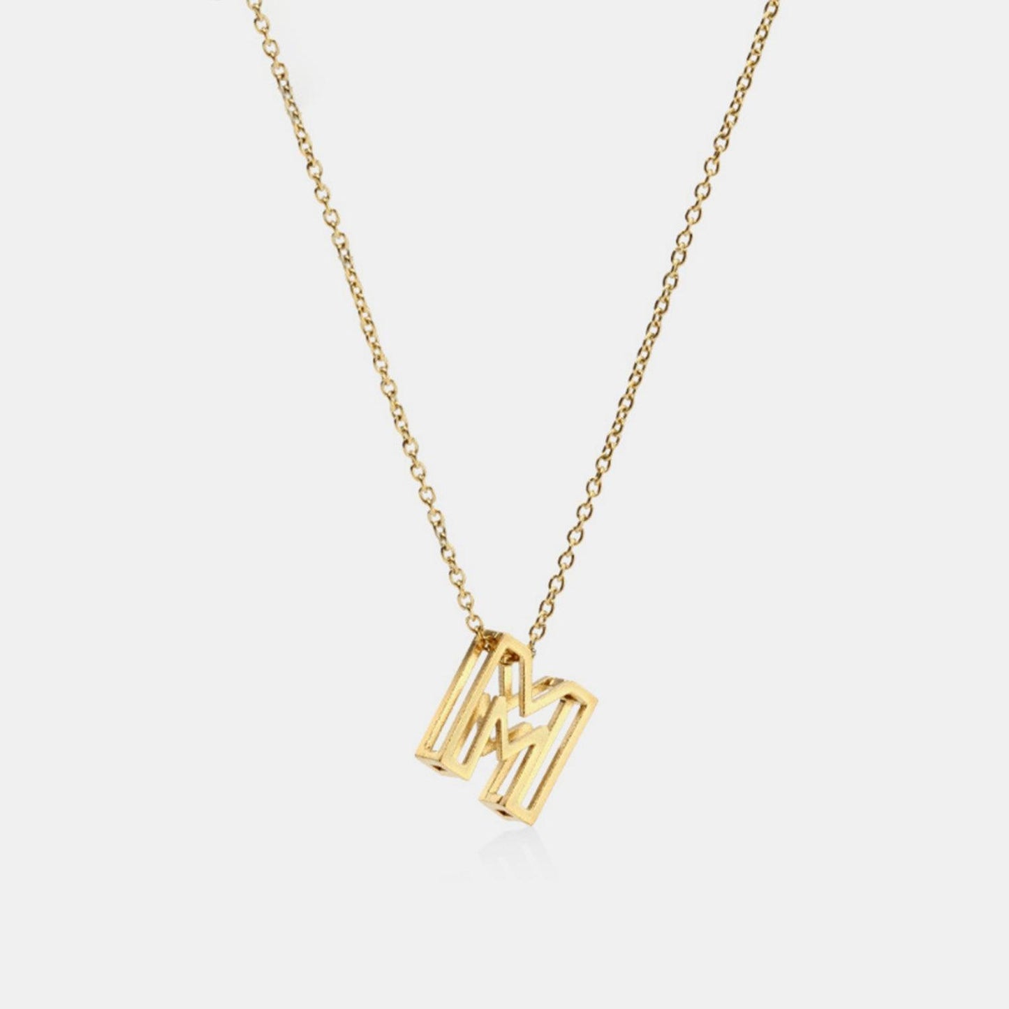 Stainless Steel Letter Pendant Necklace - Miami beauty1