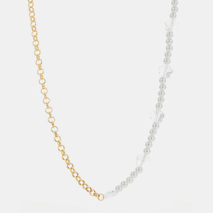 Gold-Plated Pearl Necklace - Miami beauty1