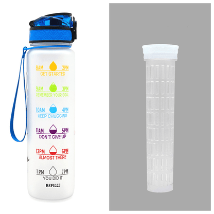 1L Tritan Water Bottle With Time Marker Bounce Cover Motivational Water Bottle Cycling Leakproof Cup For Sports Fitness Bottles - Miami beauty1