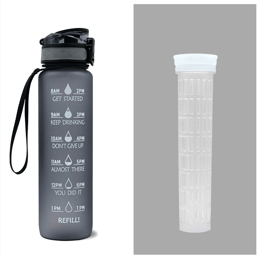 1L Tritan Water Bottle With Time Marker Bounce Cover Motivational Water Bottle Cycling Leakproof Cup For Sports Fitness Bottles - Miami beauty1