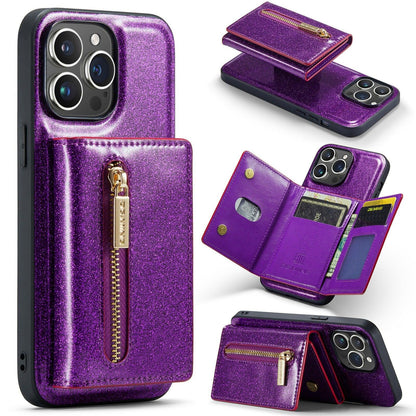 M3 For iPhone 14 Pro Max Glitter Wallet Protective Case iPhone 14 Pro Two In One Magnetic Phone Case - Miami beauty1