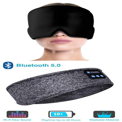 Wireless Bluetooth Sleeping Headphones Headband Thin Soft Elastic Comfortable Music Ear Phones Eye Mask For Side Sleeper Sports - Miami beauty1