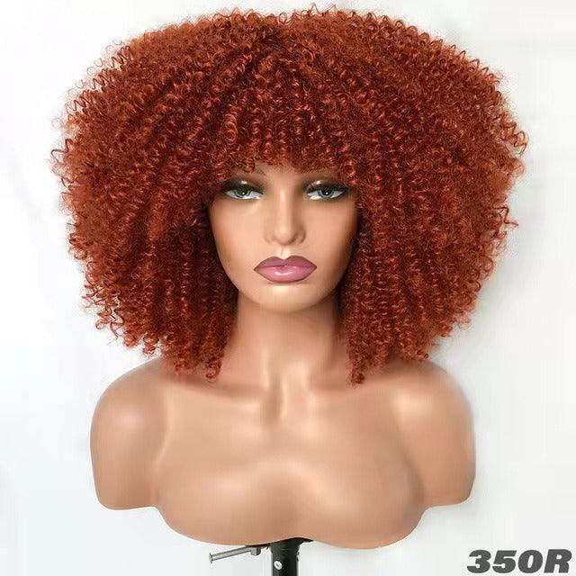 Female Hair African Small Curly Hair Explosion Head Black Chemical Fiber Wig Full Head Set - Miami beauty1