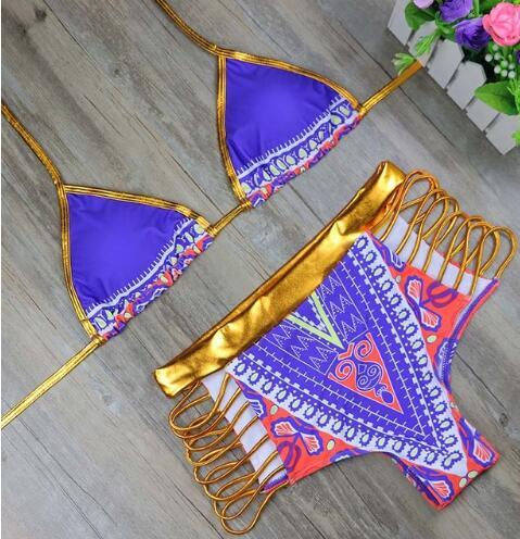 African Print Two-Pieces Bath Suits Bikini Set Sexy Geometric Swimwear Swimsuit - Miami beauty1