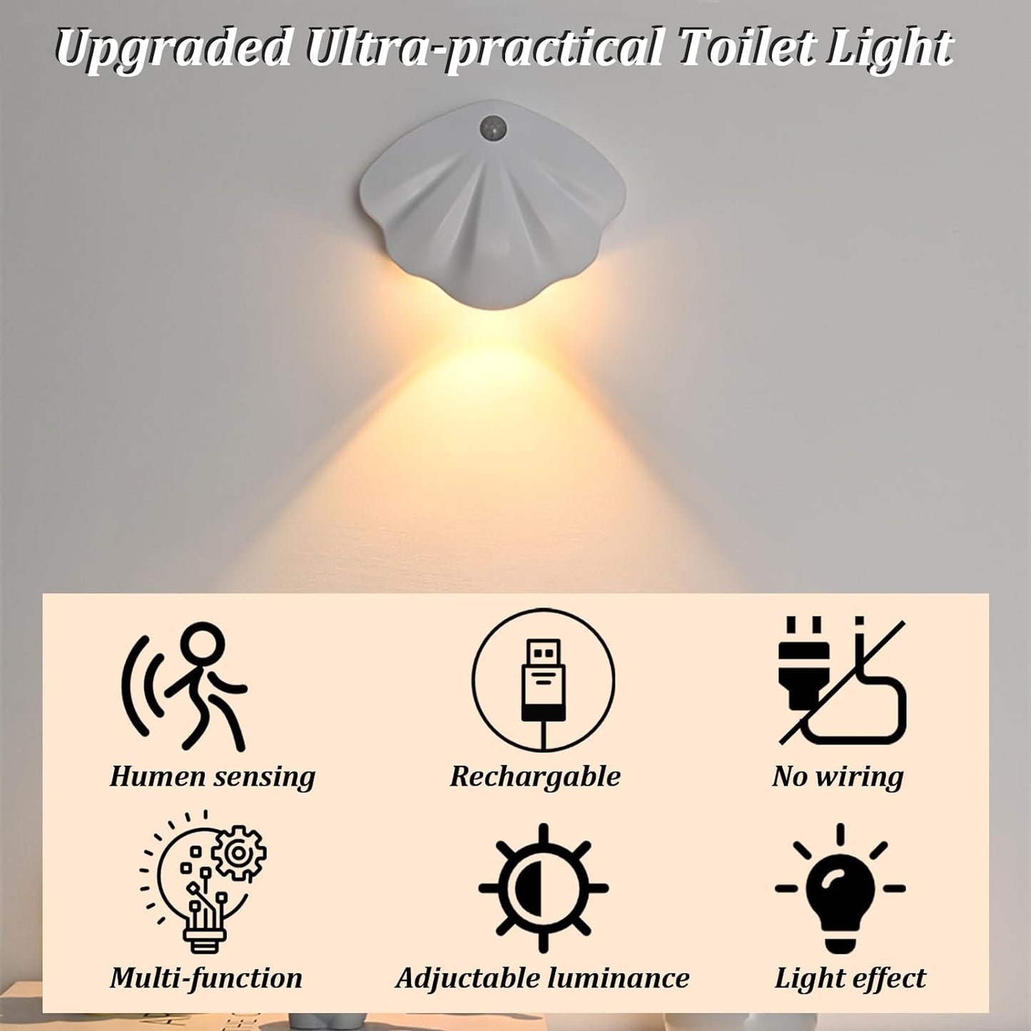 Rechargeable Toilet Light - Toilet Night Light with Motion Sensor for Toilet Stairs Hallway Cabinet