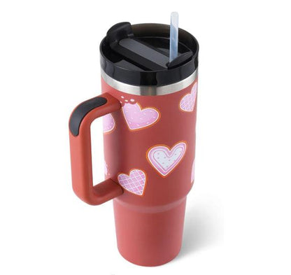 Ochapa 40 Oz Tumbler With Handle Straw Insulated, Stainless Steel Spill Proof Vacuum Coffee Cup Tumbler With Lid Tapered Mug Gifts For Valentine Lover Suitable For Car Gym Office Travel - Miami beauty1