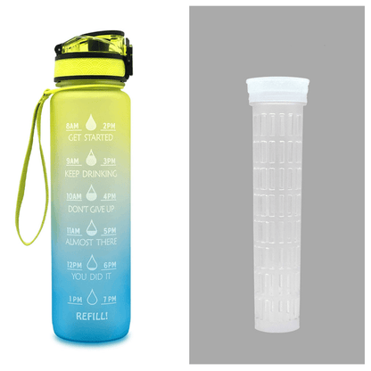 1L Tritan Water Bottle With Time Marker Bounce Cover Motivational Water Bottle Cycling Leakproof Cup For Sports Fitness Bottles - Miami beauty1