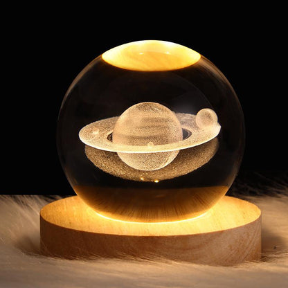 LED Night Light Galaxy Crystal Ball Table Lamp 3D Planet Moon Lamp Bedroom Home Decor For Kids Party Children Birthday Gifts - Miami beauty1