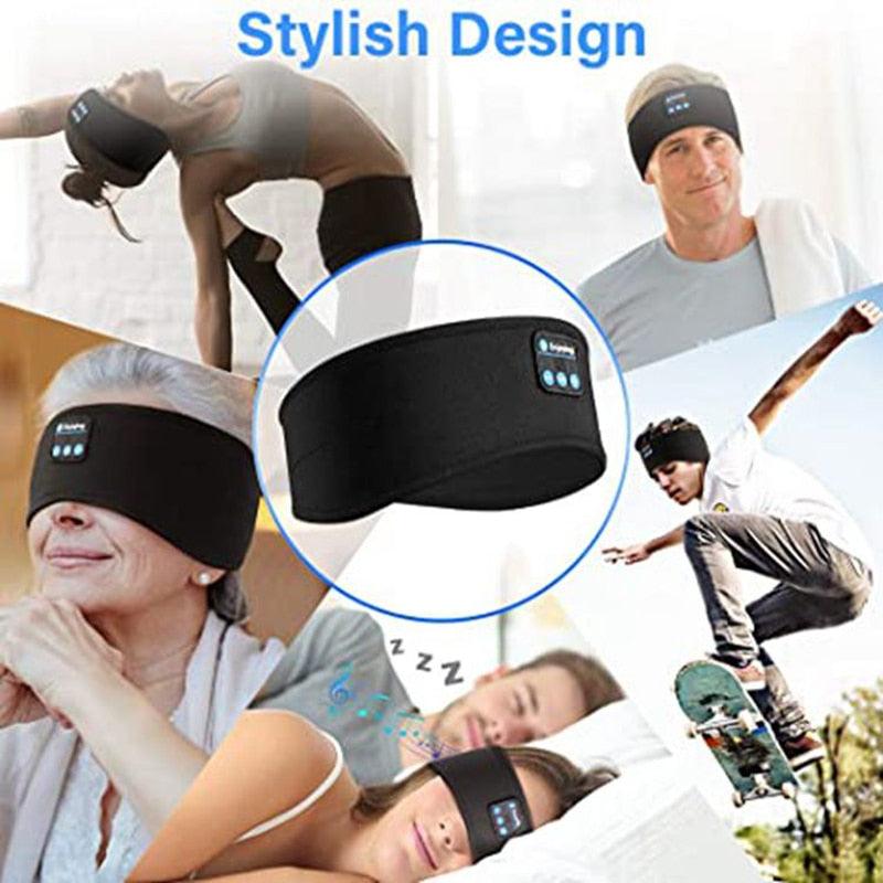 Wireless Bluetooth Sleeping Headphones Headband Thin Soft Elastic Comfortable Music Ear Phones Eye Mask For Side Sleeper Sports - Miami beauty1