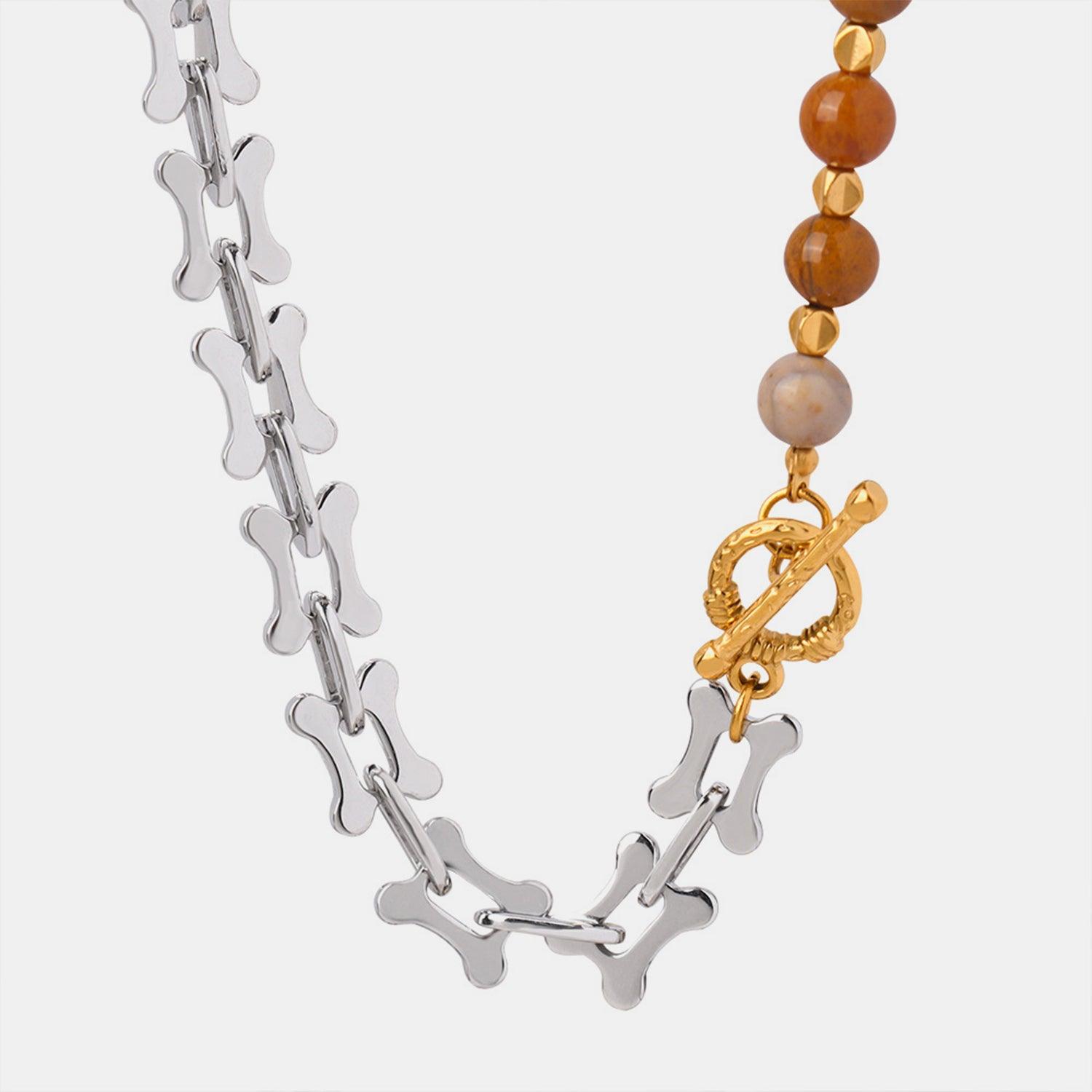 Titanium Steel Egg Yolk Stone Necklace - Miami beauty1