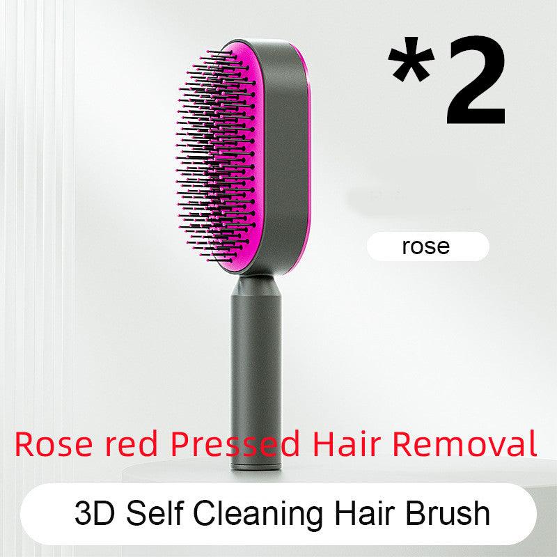 Self Cleaning Hair Brush For Women One-key Cleaning Hair Loss Airbag Massage Scalp Comb Anti-Static Hairbrush - Miami beauty1