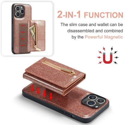 M3 For iPhone 14 Pro Max Glitter Wallet Protective Case iPhone 14 Pro Two In One Magnetic Phone Case - Miami beauty1