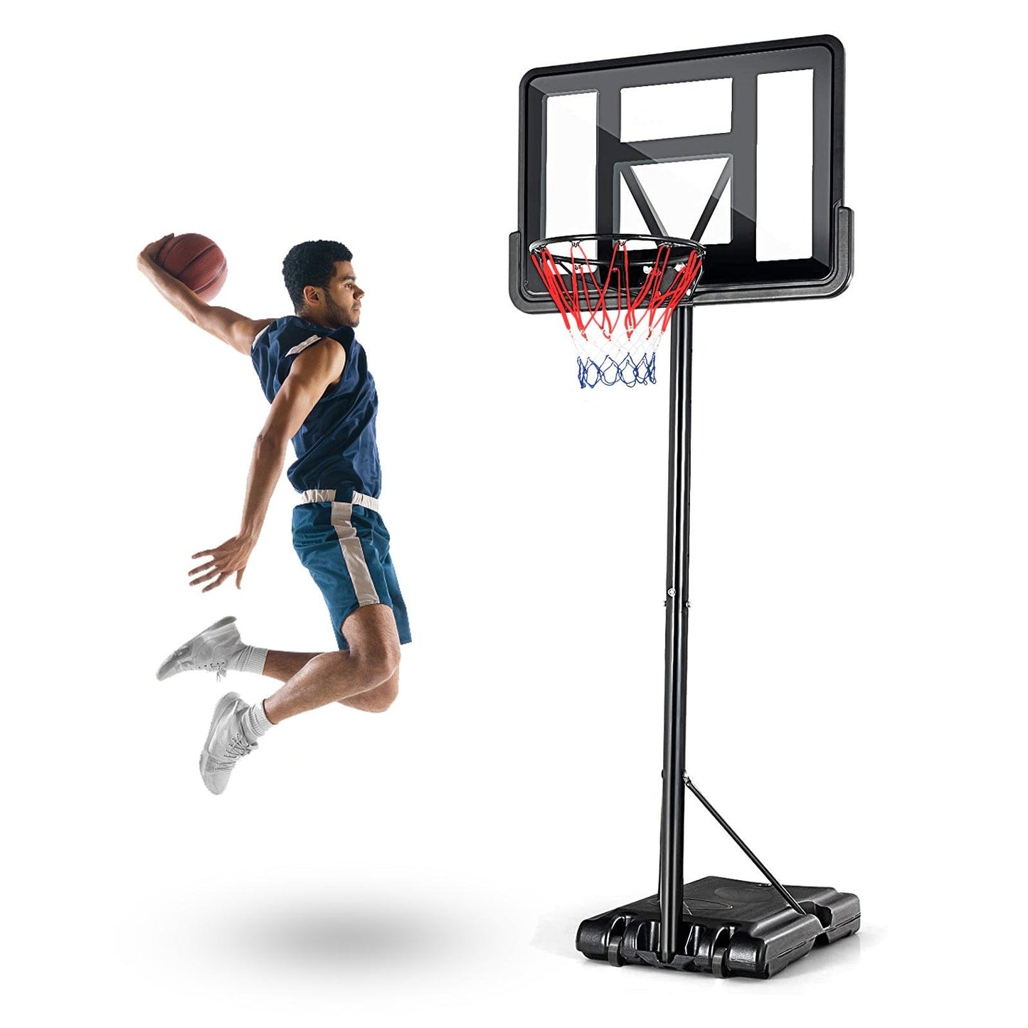 Portable Basketball Hoop Outdoor 4.25FT-10FT Height Adjustable Basketball Goal Shatterproof Backboard - Miami beauty1