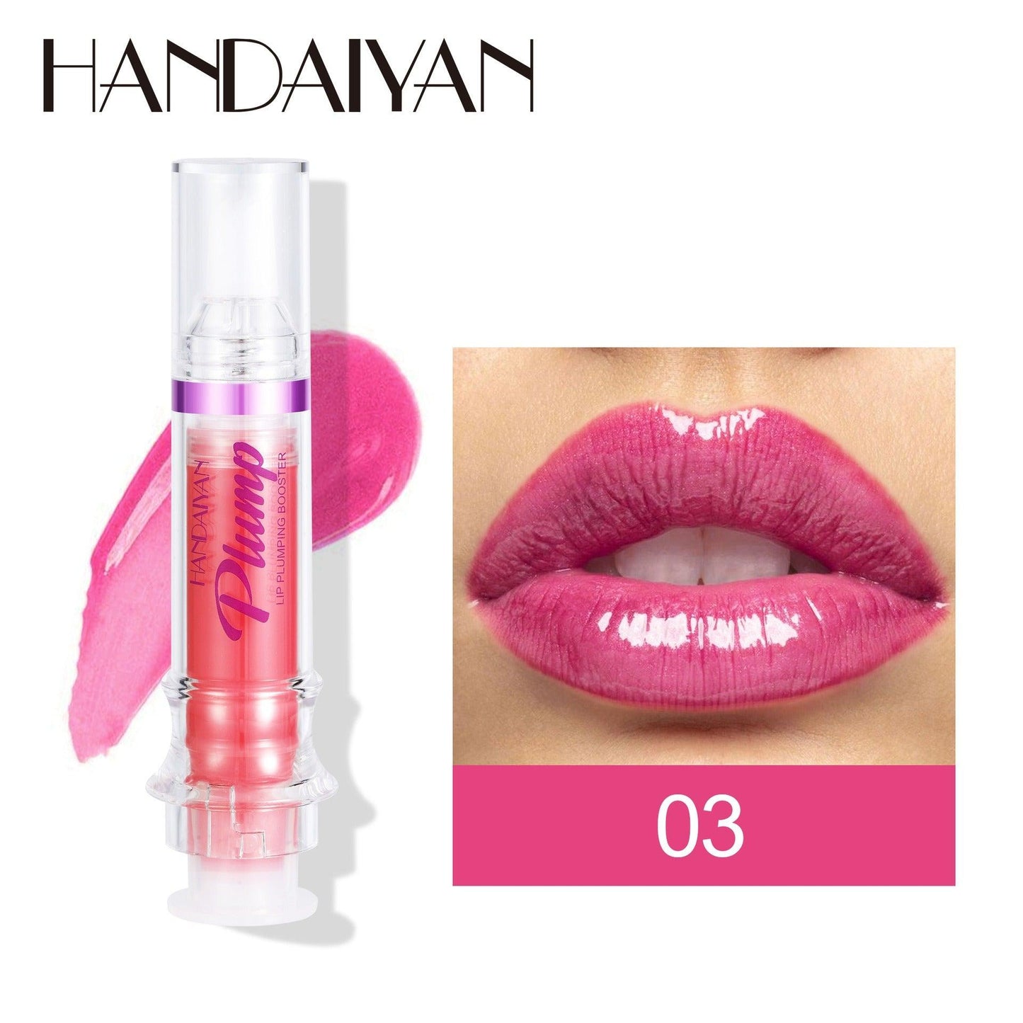 HANDAIYAN PLUMP & POUT Lip Plumping Booster Gloss, High Shine for Plumper Looking Lips,Extreme Shine Crystal Volume Lip Oil - Miami beauty1