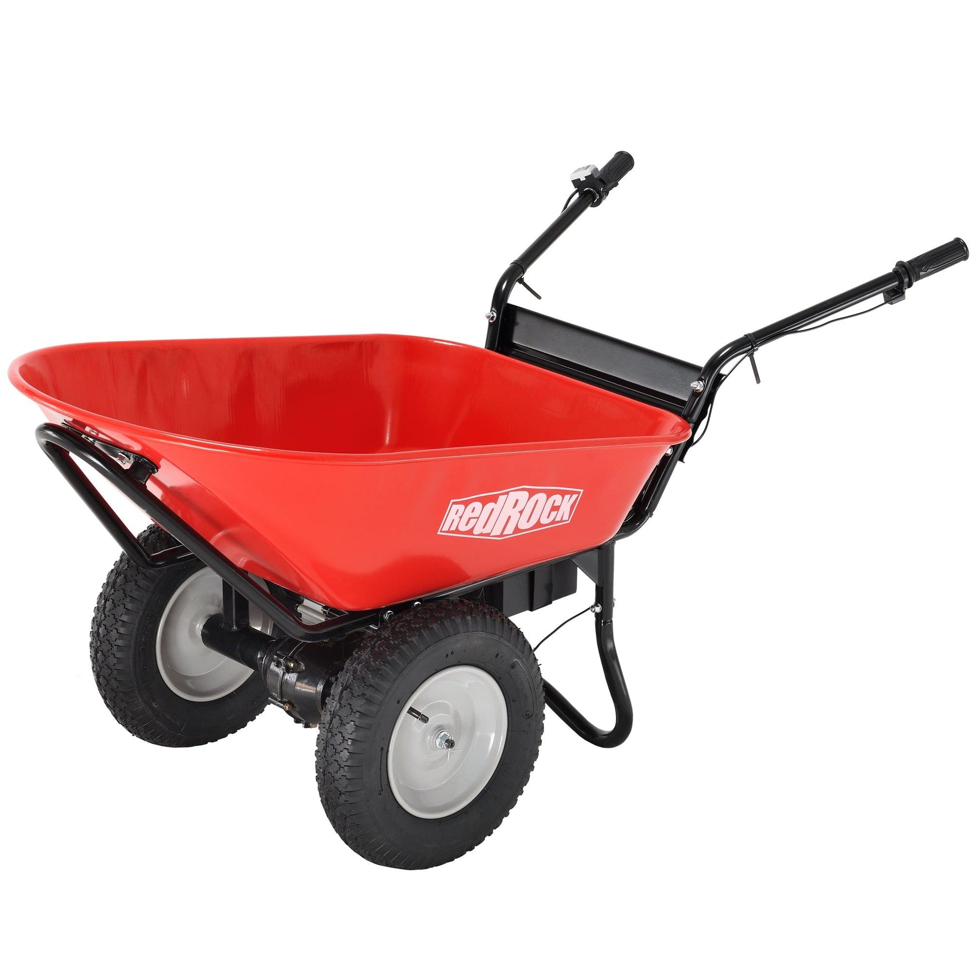 Red Rock Wheelbarrow Utility Cart Electric Powered AGM Battery 330lbs (150kgs) Max Capacity Barrel Dump Material Debris Hauler - Miami beauty1