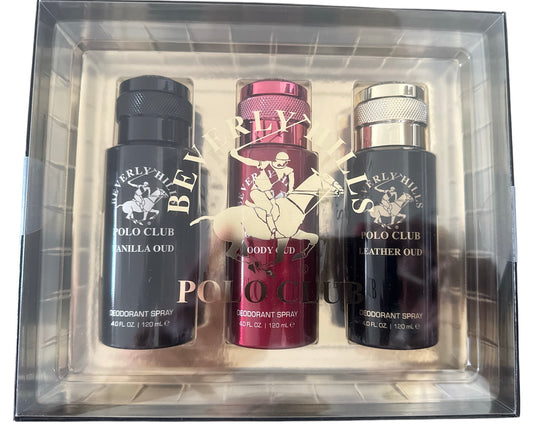 🎁Beverly Hills Polo Club Sexy For Men Gift Set of 3 Leather,woody,vanilla Oud ✅