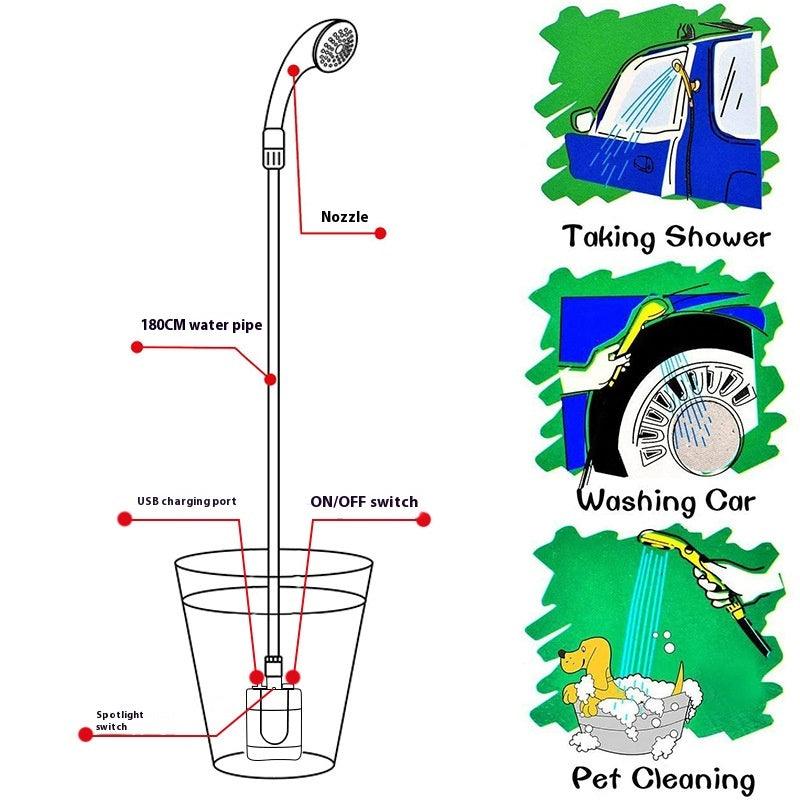 Portable Shower - Rechargeable Outdoor Shower for Camping - Miami beauty1