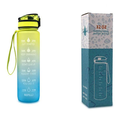 1L Tritan Water Bottle With Time Marker Bounce Cover Motivational Water Bottle Cycling Leakproof Cup For Sports Fitness Bottles - Miami beauty1