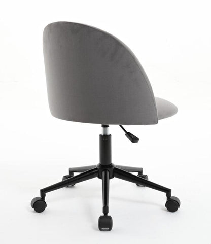 Velvet fabric office chair, mid back adjustable rotating computer chair, black legs, cushioned office chair with wheels