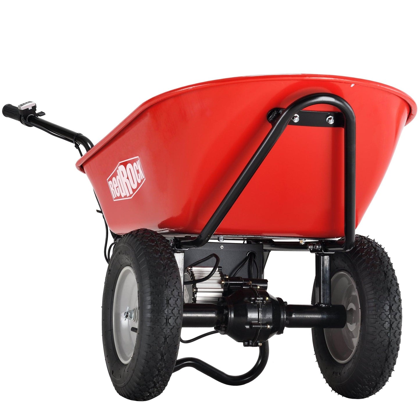 Red Rock Wheelbarrow Utility Cart Electric Powered AGM Battery 330lbs (150kgs) Max Capacity Barrel Dump Material Debris Hauler - Miami beauty1