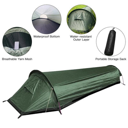 Camping Single Person Tent Ultralight Compact Outdoor Sleeping Bag Tent Larger Space Waterproof Backpacking Tent Cover Hiking - Miami beauty1