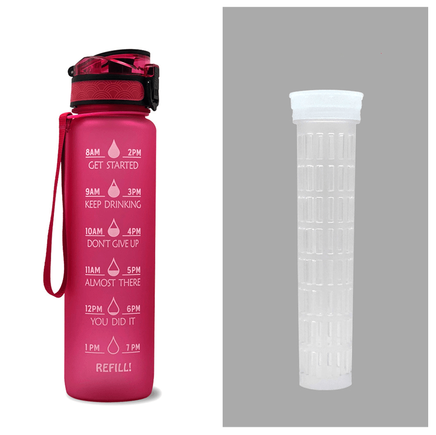 1L Tritan Water Bottle With Time Marker Bounce Cover Motivational Water Bottle Cycling Leakproof Cup For Sports Fitness Bottles - Miami beauty1