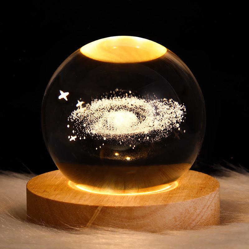 LED Night Light Galaxy Crystal Ball Table Lamp 3D Planet Moon Lamp Bedroom Home Decor For Kids Party Children Birthday Gifts - Miami beauty1