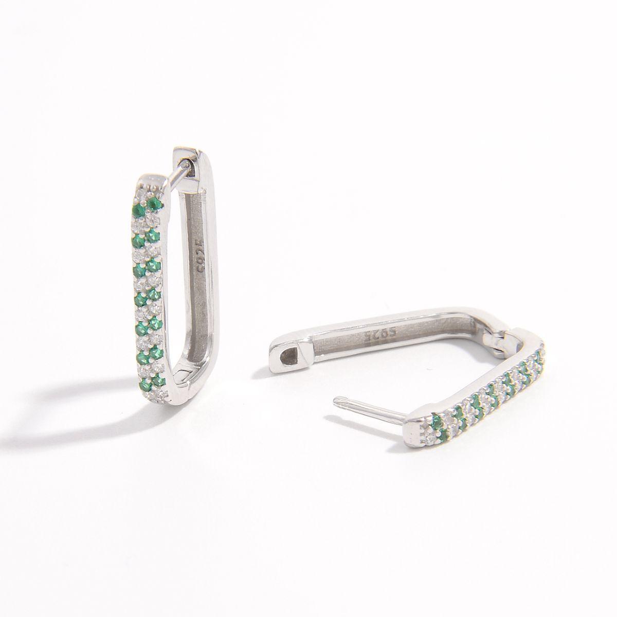 925 Sterling Silver Inlaid Zircon Earrings - Miami beauty1