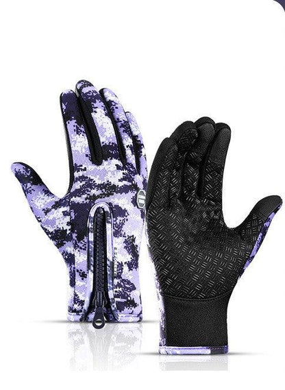 Winter Gloves Touch Screen Riding Motorcycle Sliding Waterproof Sports Gloves With Fleece - Miami beauty1