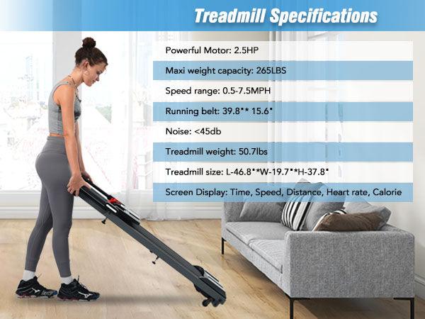 NEW Folding Treadmills Walking Pad Treadmill for Home Office -2.5HP Walking Treadmill With Incline Bluetooth Speaker - Miami beauty1