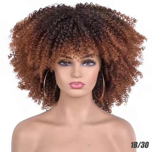 Female Hair African Small Curly Hair Explosion Head Black Chemical Fiber Wig Full Head Set - Miami beauty1