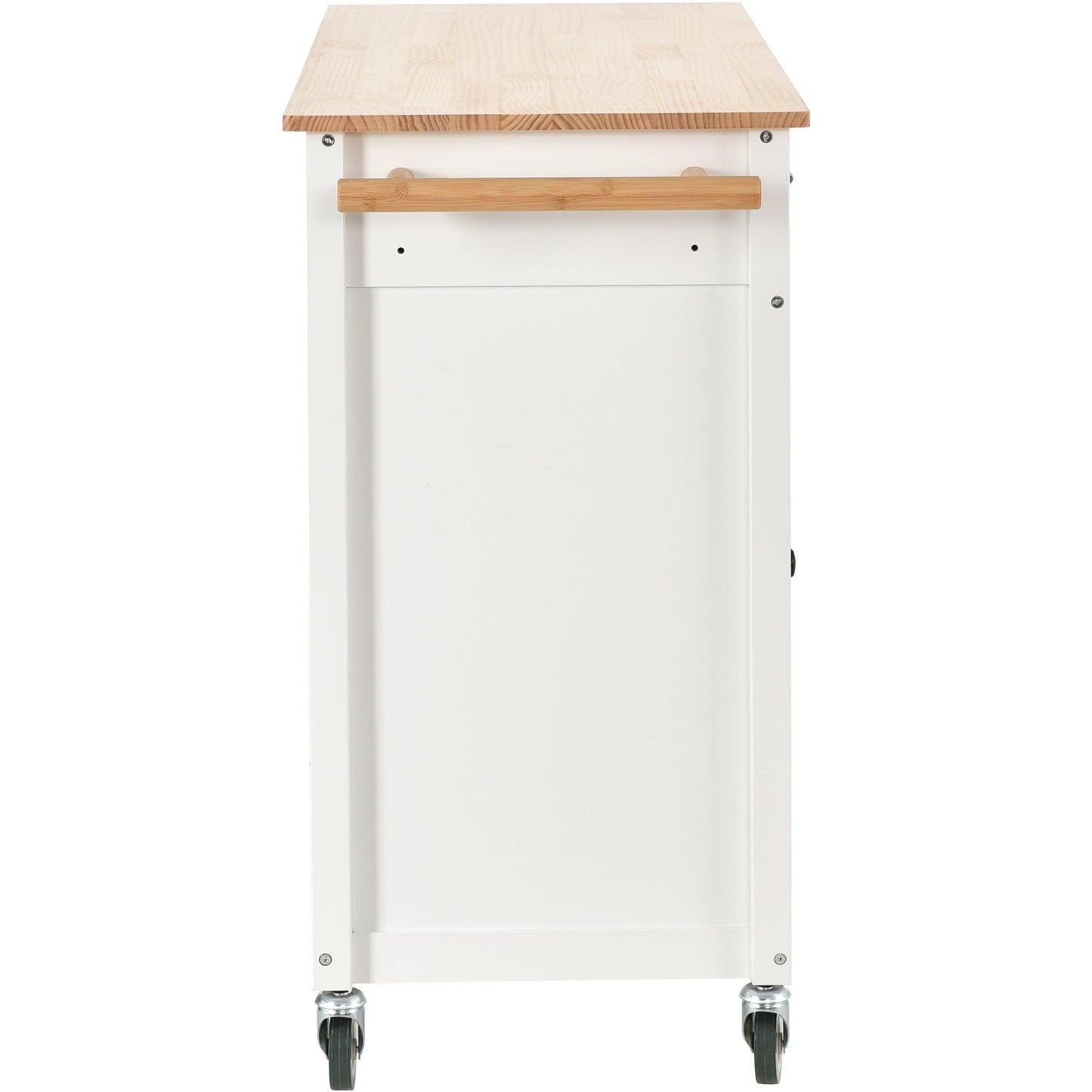 Kitchen Island Cart with Solid Wood Top and Locking Wheels 54.3 Inch Width (White) - Miami beauty1