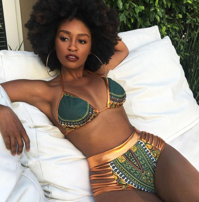 African Print Two-Pieces Bath Suits Bikini Set Sexy Geometric Swimwear Swimsuit - Miami beauty1