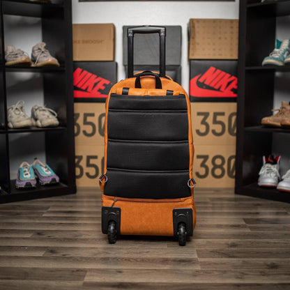 Brown Leather Roller Carry-on Set