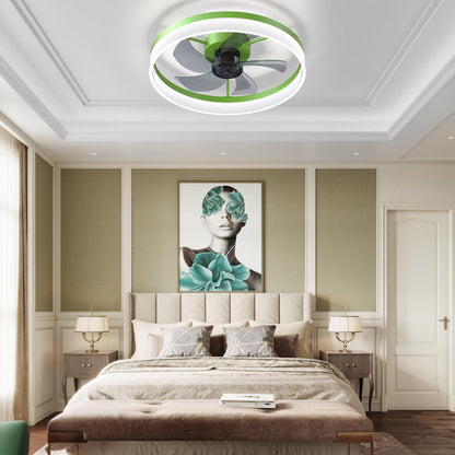 Ceiling Fans with Lights Dimmable LED Embedded installation of thin modern ceiling fans(Green) - Miami beauty1