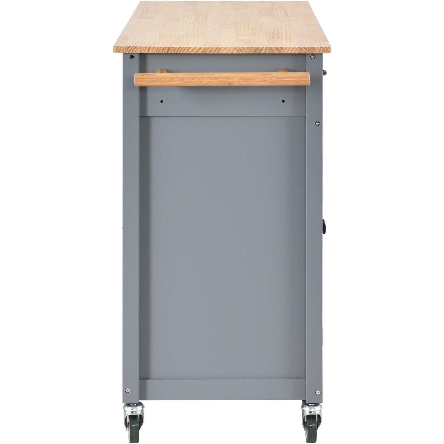 Kitchen Island Cart with Solid Wood Top and Locking Wheels 54.3 Inch Width (Grey Blue) - Miami beauty1