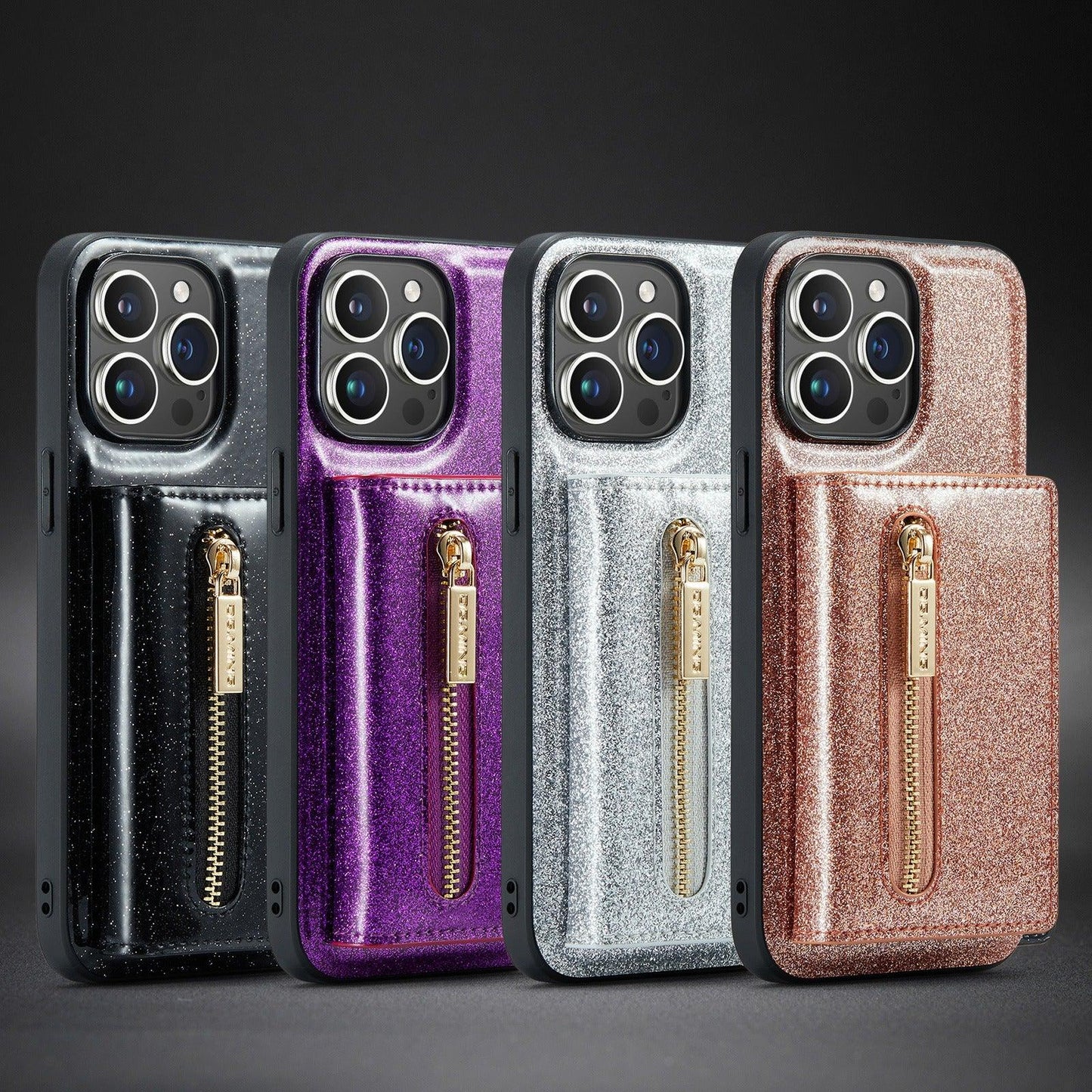 M3 For iPhone 14 Pro Max Glitter Wallet Protective Case iPhone 14 Pro Two In One Magnetic Phone Case - Miami beauty1