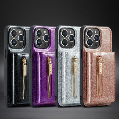 M3 For iPhone 14 Pro Max Glitter Wallet Protective Case iPhone 14 Pro Two In One Magnetic Phone Case - Miami beauty1