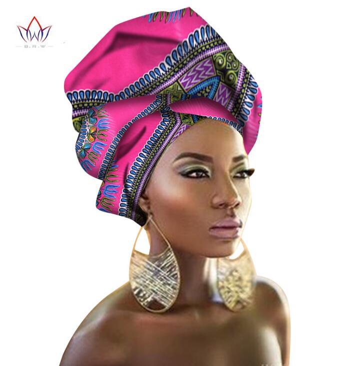 BRW Multi-color African Print Ankara Head wrap Tie Scarf High Quality Hair Accessories Gele Ipele African Bazin Rich Headwear - Miami beauty1