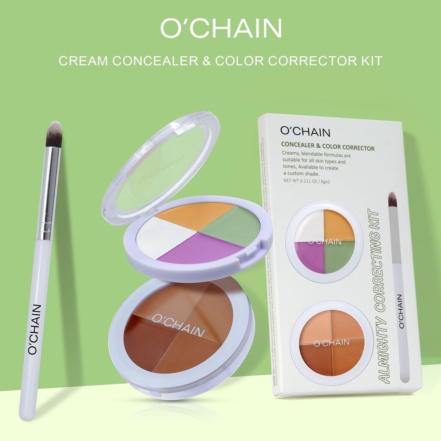 O'CHAIN Four-color concealer set to cover spots, acne, dark circles, tear trough concealer