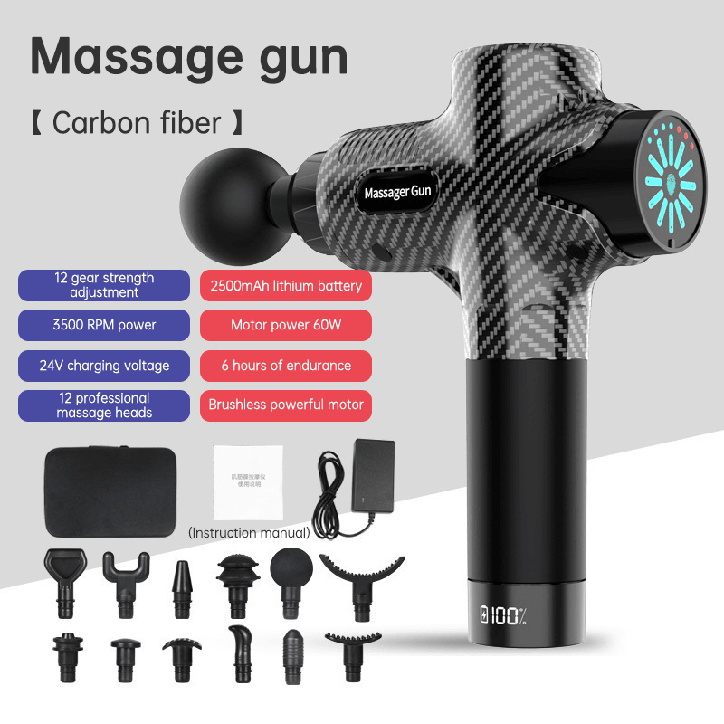 24V  Lcd Touch Adjustment 12 Gears Lcd Screen Sports Muscle Deep Tissu Fascia Mini Massage Gun With Lcd Display