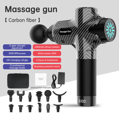 24V  Lcd Touch Adjustment 12 Gears Lcd Screen Sports Muscle Deep Tissu Fascia Mini Massage Gun With Lcd Display