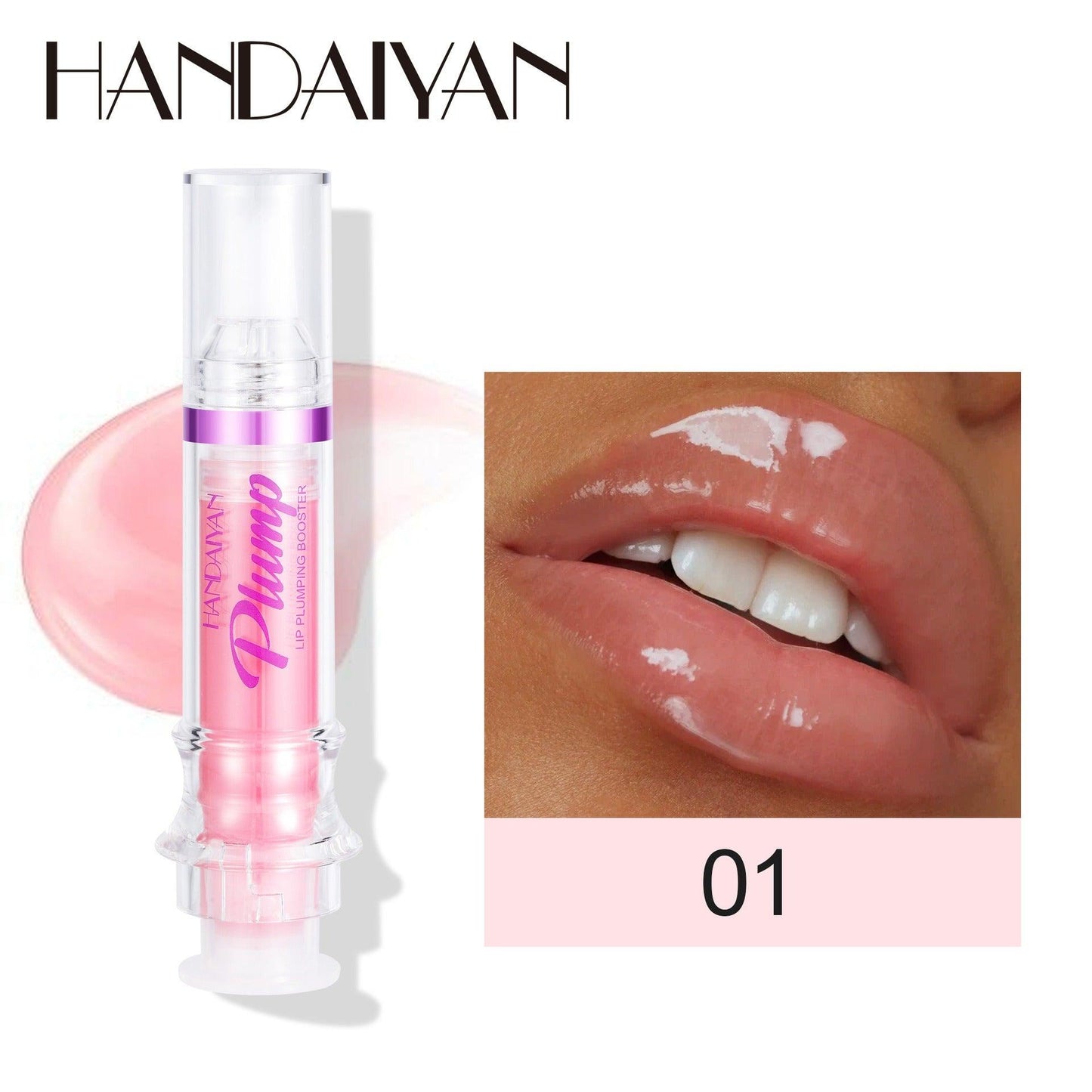 HANDAIYAN PLUMP & POUT Lip Plumping Booster Gloss, High Shine for Plumper Looking Lips,Extreme Shine Crystal Volume Lip Oil - Miami beauty1