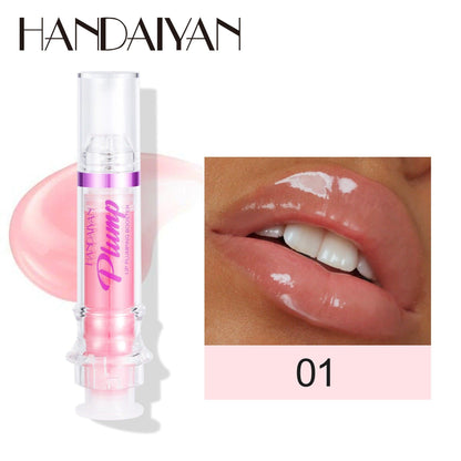 HANDAIYAN PLUMP & POUT Lip Plumping Booster Gloss, High Shine for Plumper Looking Lips,Extreme Shine Crystal Volume Lip Oil - Miami beauty1