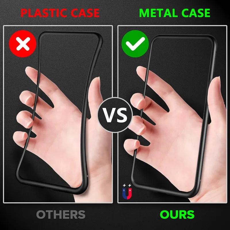 Magnetic Tempered Glass Privacy Metal Case For iphone 15 14 13 12 11 Pro MAX 360 Magnet Antispy Protective Cover - Miami beauty1