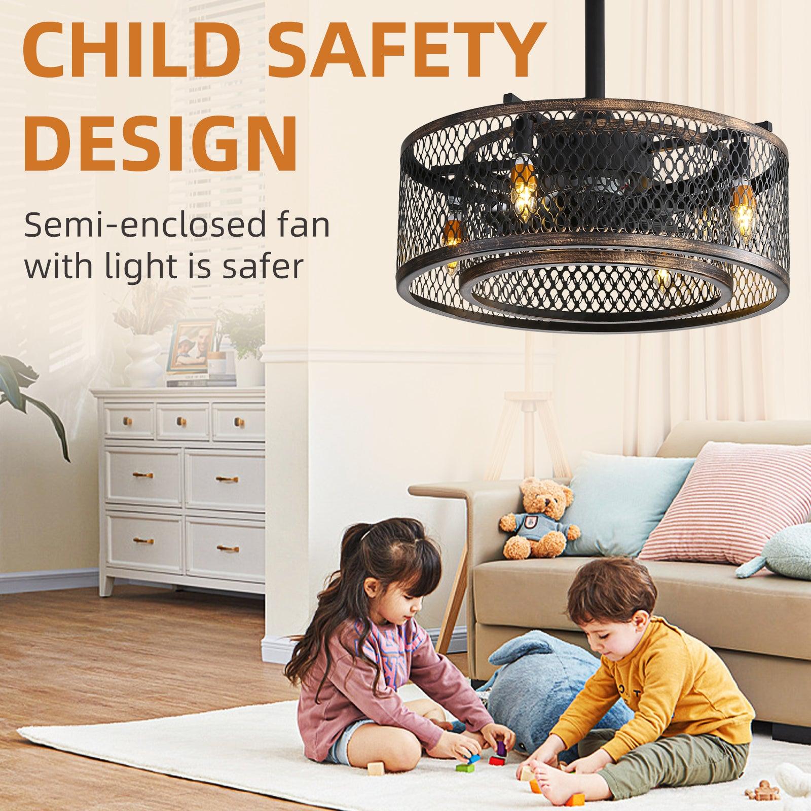 20 inch Caged Ceiling Fan with Lights - Miami beauty1