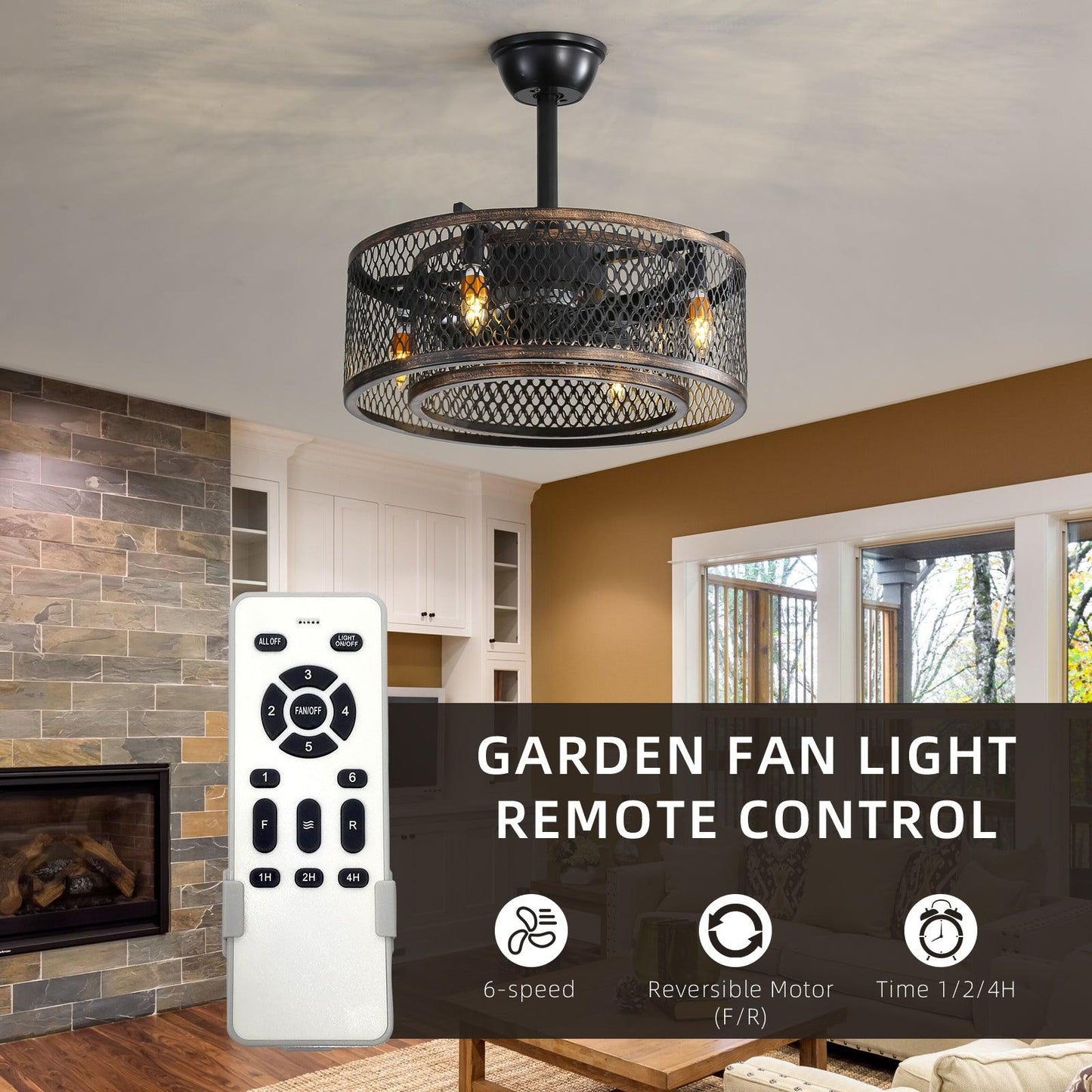 20 inch Caged Ceiling Fan with Lights - Miami beauty1