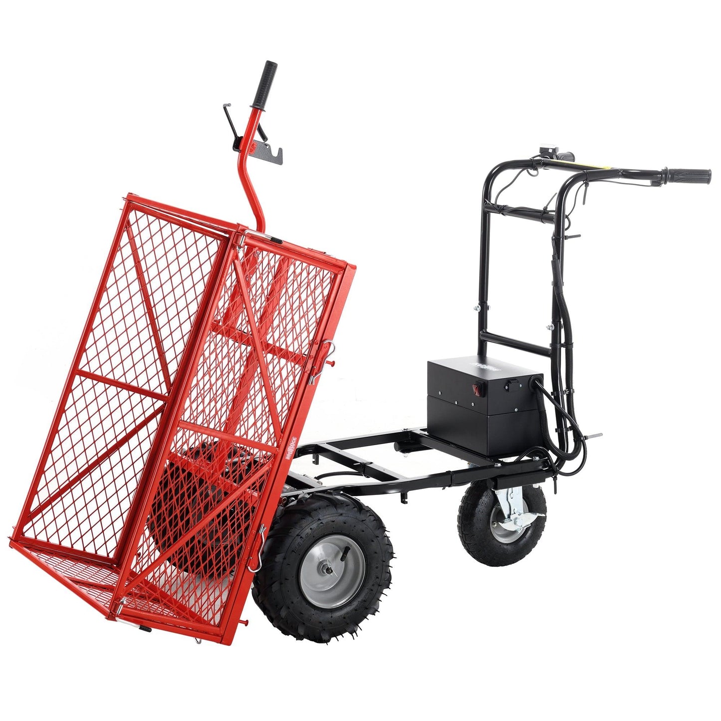 Wheelbarrow Utility Cart Electric Powered Cart 48V28Ah 500W Capacity 500lbs (230kg) Material Hauler 1000lbs Towing - Miami beauty1